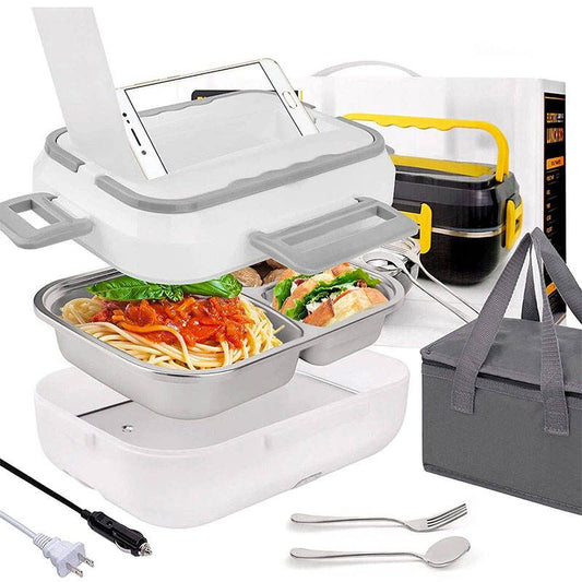 Portable Electric Lunch Box: Stainless Steel Cookware Set with Insulation Bag - 1.5L Capacity