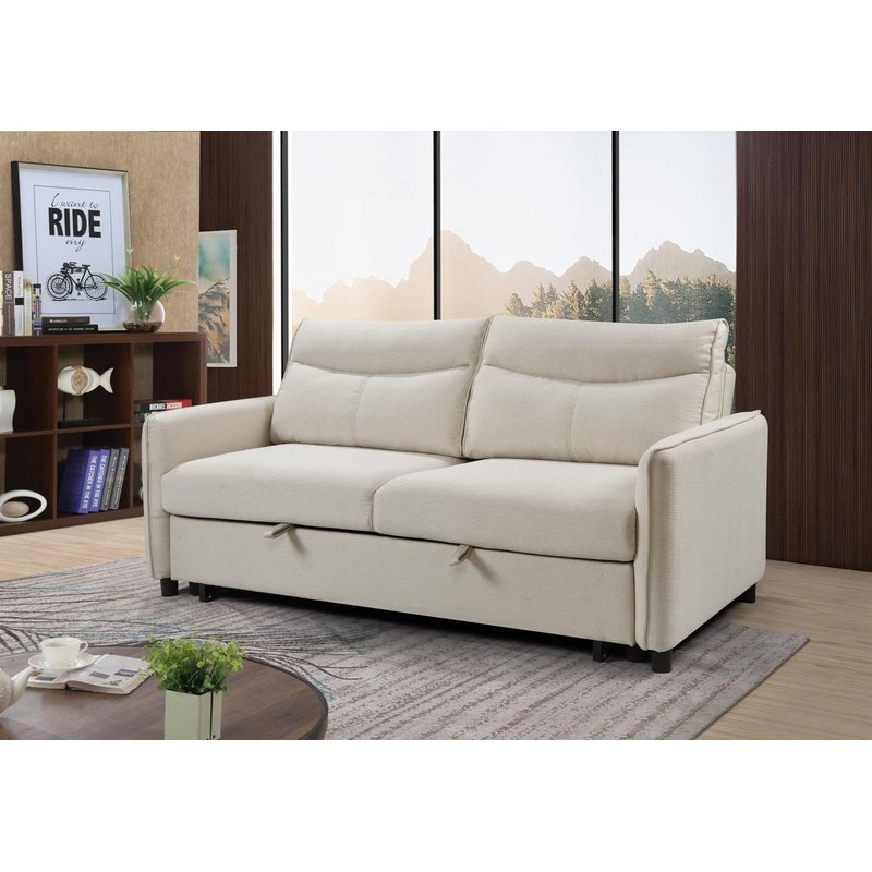 Modern Sofa with Pullout Bed - 3-in-1 Convertible Sleeper Sofa, Beige