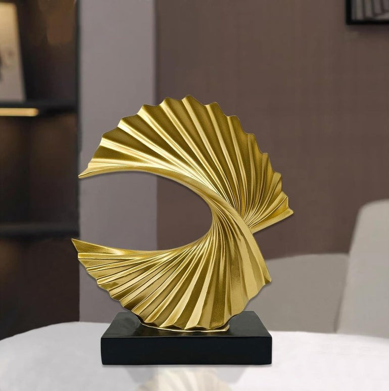 Gold Shelf Decor Accents Ocean Wave Statue Modern Abstract Art Decor, Resin Statue Gold Home Decor Abstract Statues Office Desk Decor Shelf Decor Accents for Men