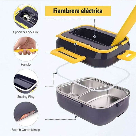 Portable Electric Lunch Box: Stainless Steel Cookware Set with Insulation Bag - 1.5L Capacity