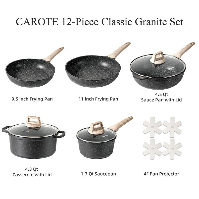 White Granite Induction Cookware, Non Stick Cooking Set,