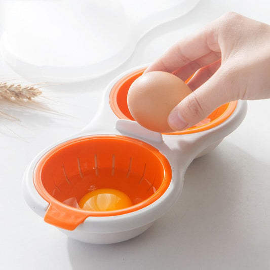 Mini Twin Egg Boiler: Microwave Double Layer Steamer with Lid