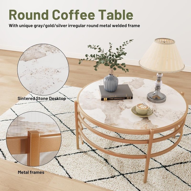 Golden Round Coffee Table